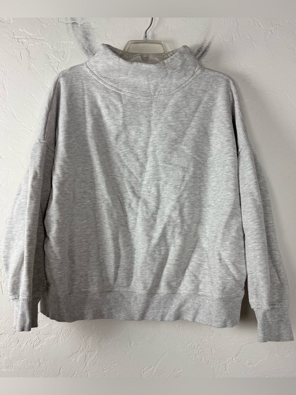 ASOS Design Pullover Sweatshirt Sweater Mock Neck Cowl Fleece Grey Light Cotton